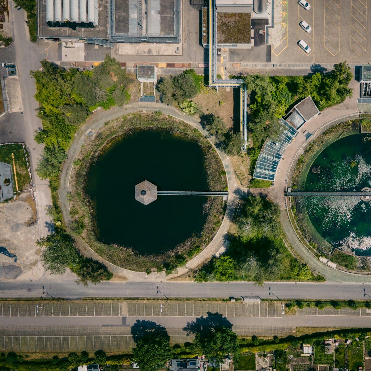 aerial view of green trees and brown buildings during daytime